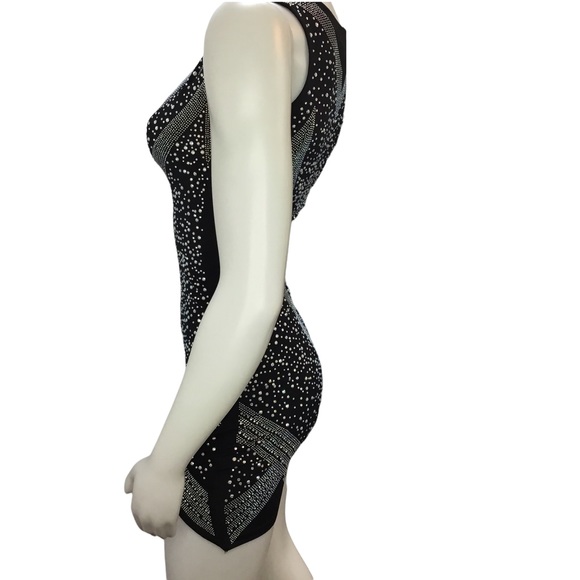 NWT KIKIRIKI Embellished Asymmetrical Mini Dress In Black Small - Picture 4 of 8